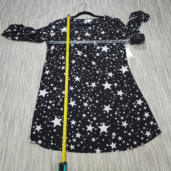 Decree Womens Size L Oh My Stars Black White Shirt Dress Roll Tab Sleeve NEW - Picture 6 of 12